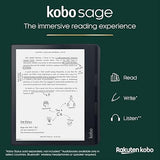 Kobo Sage | eReader | 8” HD Glare Free Touchscreen | Waterproof | Adjustable Brightness and Color Temperature | Blue Light Reduction | Bluetooth | WiFi | 32GB of Storage | Carta E Ink Technology