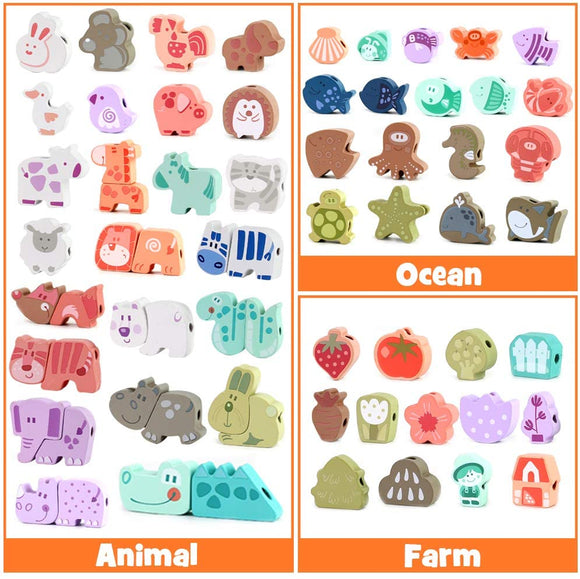 Wooden animals beads (67pcs)